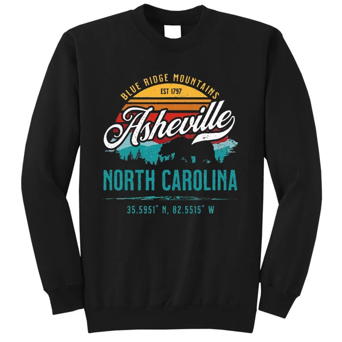 Asheville North Carolina Retro Sunset Blue Ridge Mountains Tall Sweatshirt