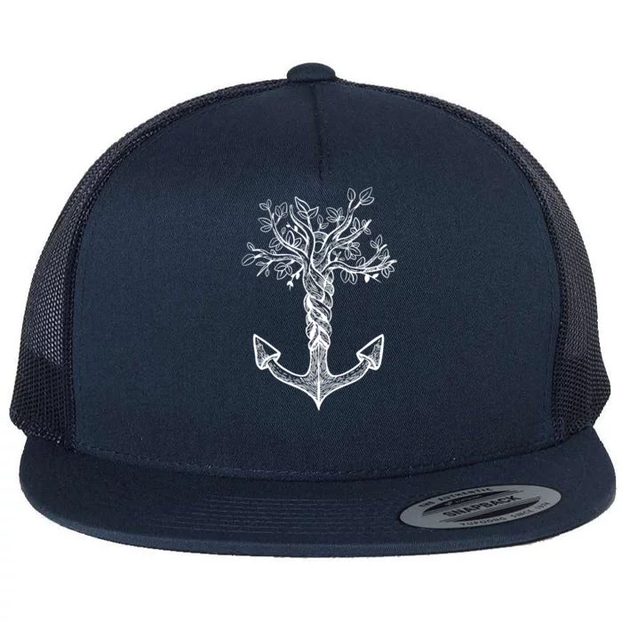 Anchor Tree Flat Bill Trucker Hat