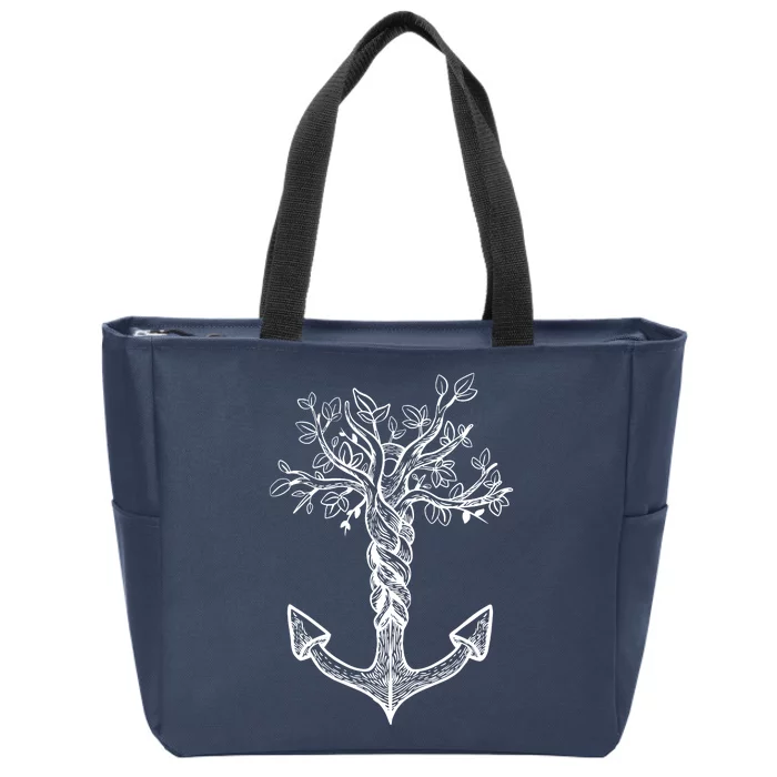 Anchor Tree Zip Tote Bag