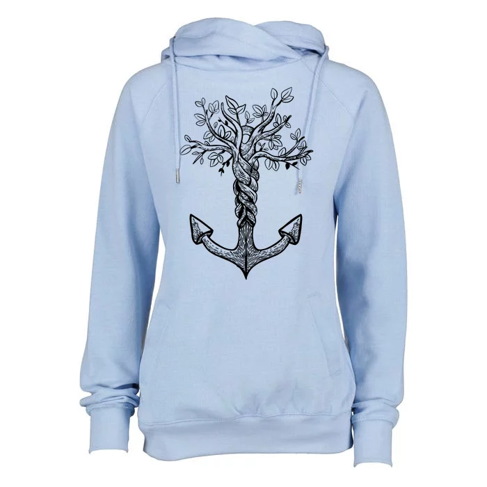 Anchor Tree Womens Funnel Neck Pullover Hood