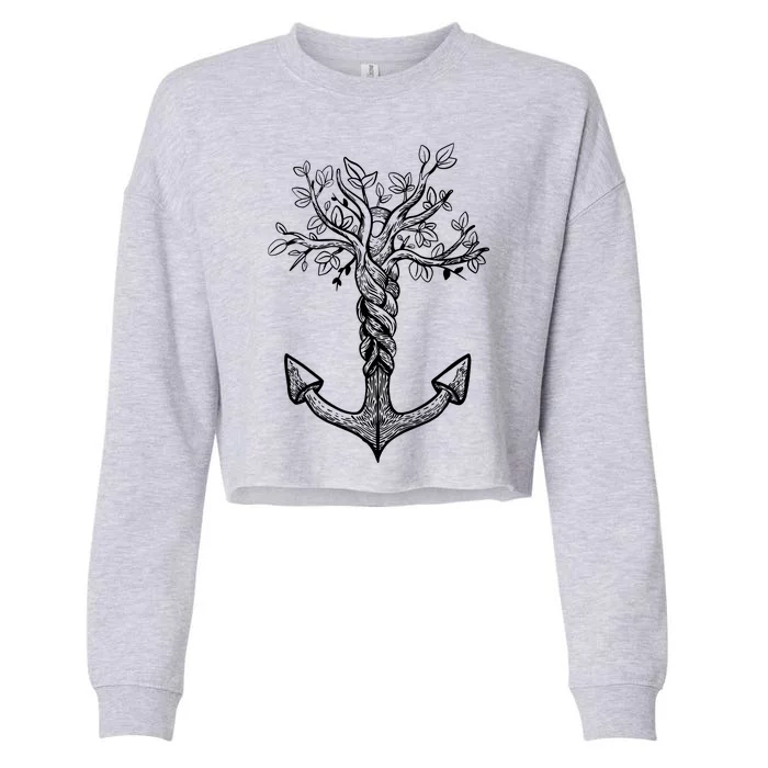 Anchor Tree Cropped Pullover Crew