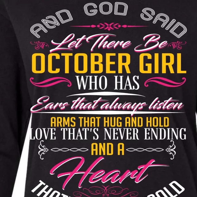 And God Said Let There Be October Girl Womens Cotton Relaxed Long Sleeve T-Shirt