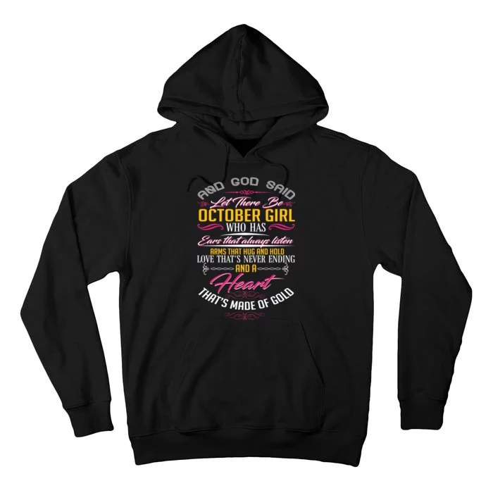 And God Said Let There Be October Girl Tall Hoodie