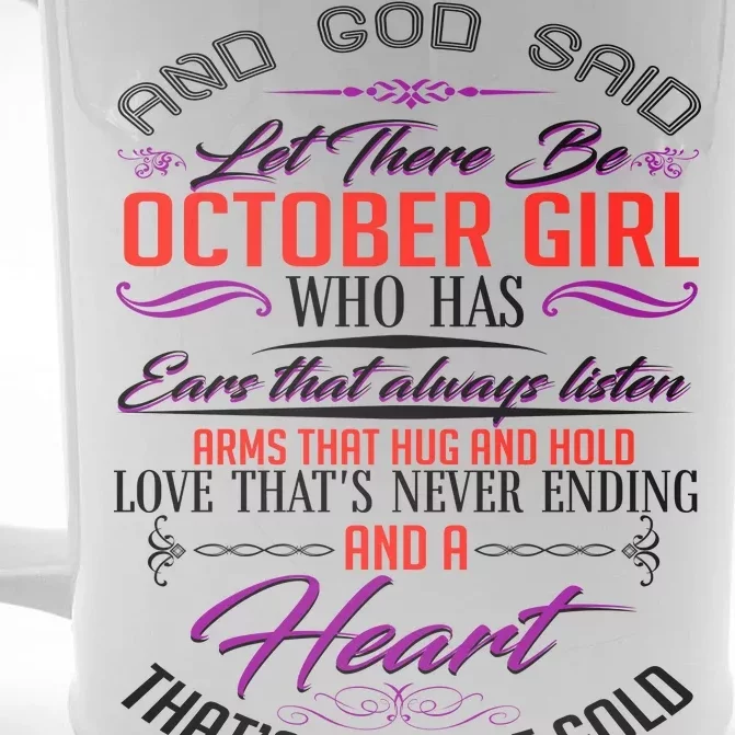 And God Said Let There Be October Girl Front & Back Beer Stein