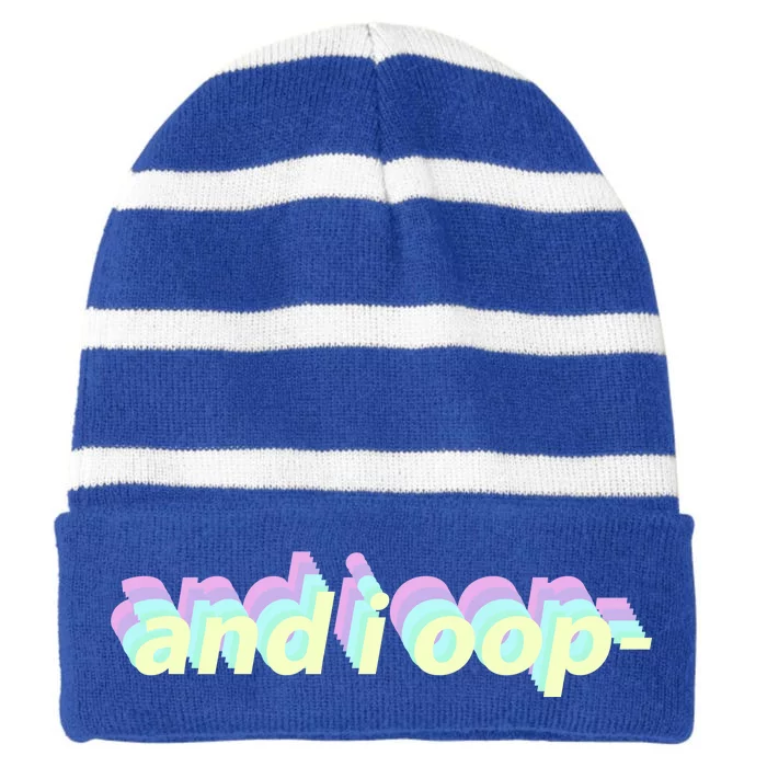 And I Oop- Meme Striped Beanie with Solid Band