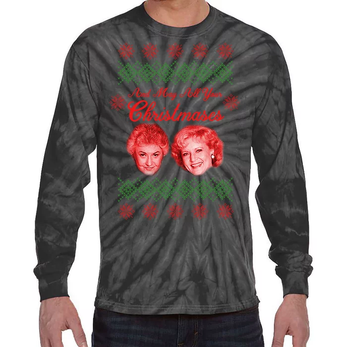 And May All Your Christmases Ugly Christmas Tie-Dye Long Sleeve Shirt