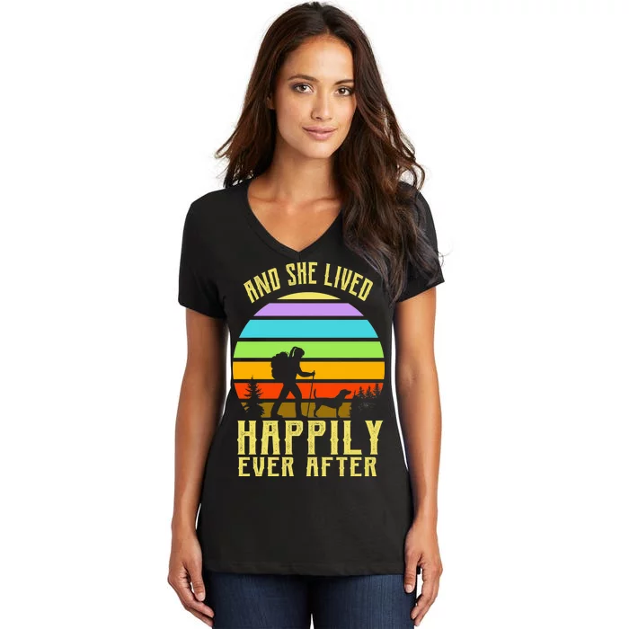 And She Lived Happily Ever After Hiking Women's V-Neck T-Shirt