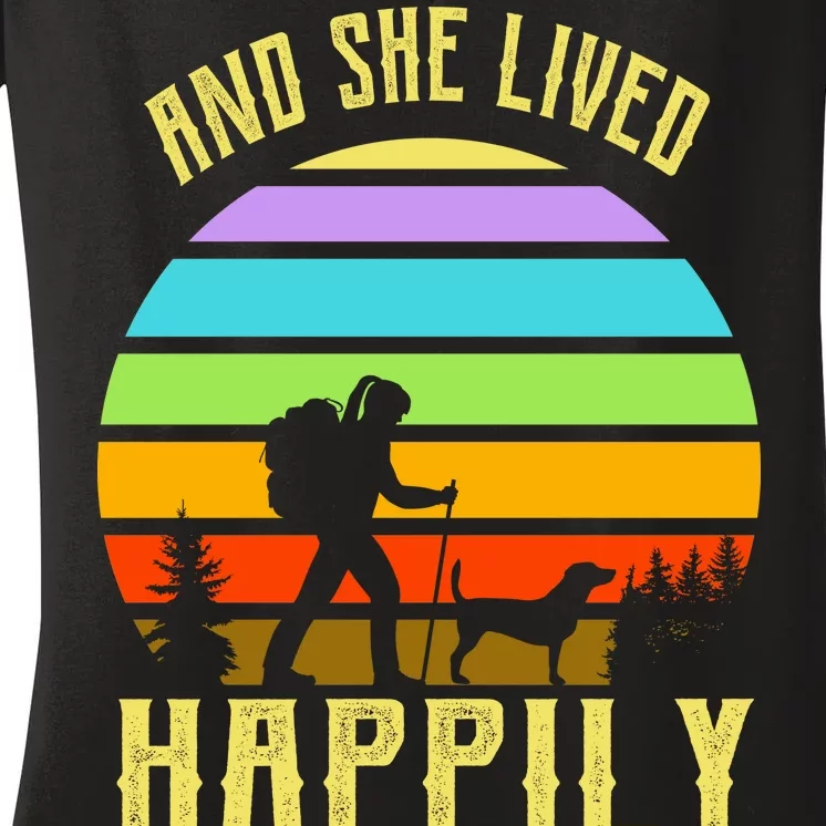 And She Lived Happily Ever After Hiking Women's V-Neck T-Shirt