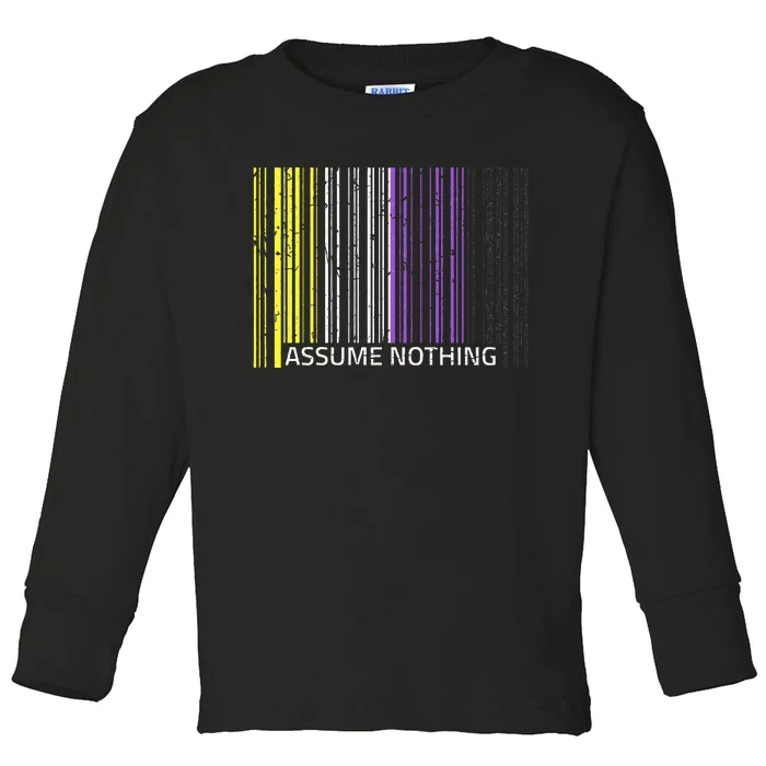 Assume Nothing Flag Genderqueer Lgbtqia Pride Toddler Long Sleeve Shirt