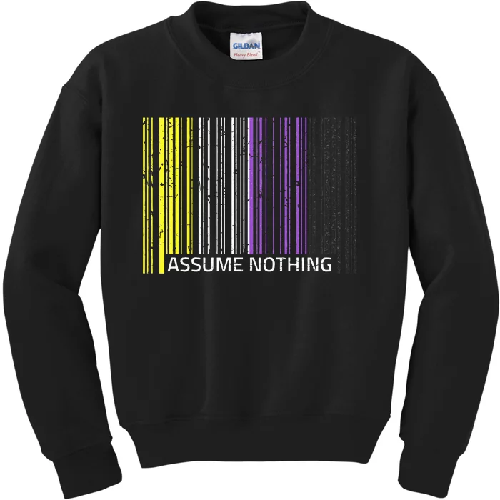 Assume Nothing Flag Genderqueer Lgbtqia Pride Kids Sweatshirt