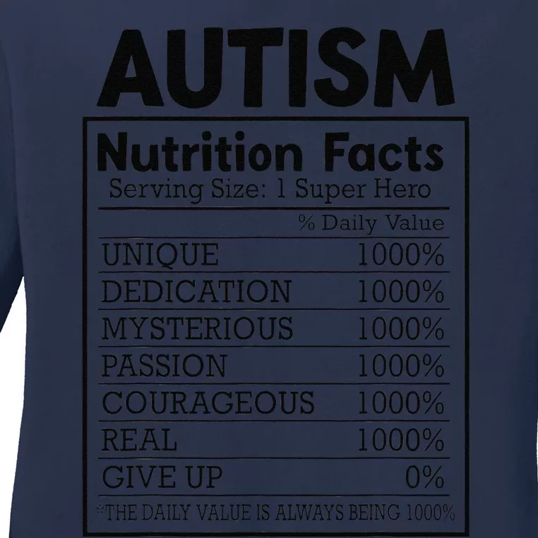 Autism Nutrition Facts Autistic Pride Autism Awareness Ladies Long Sleeve Shirt