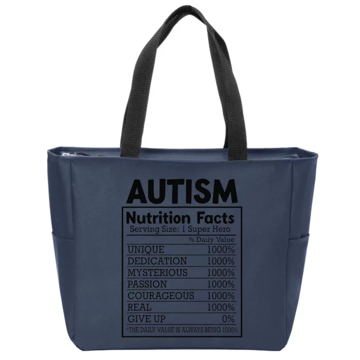 Autism Nutrition Facts Autistic Pride Autism Awareness Zip Tote Bag