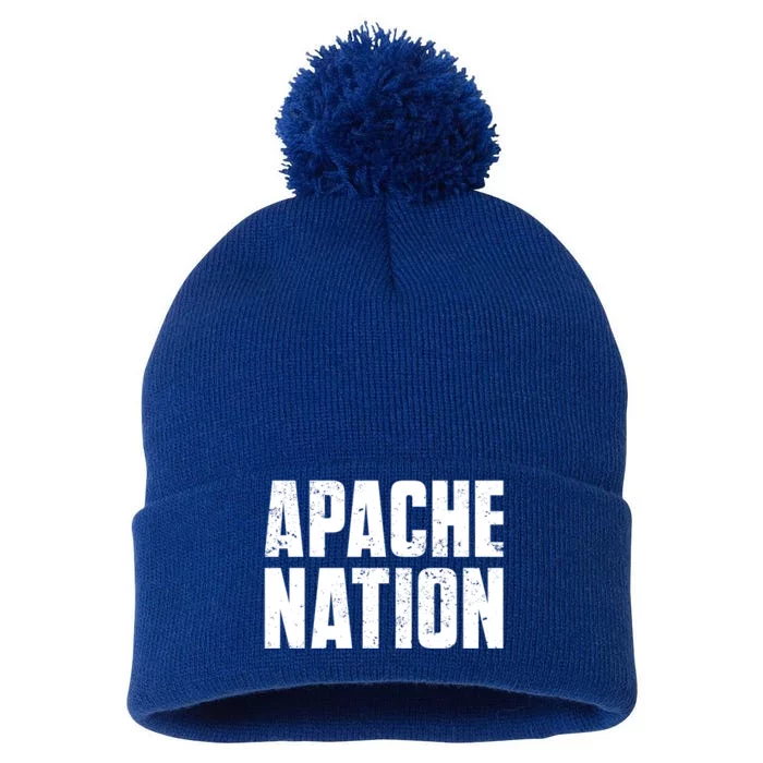 Apache Nation For Proud Native American From Apache Tribe Funny Gift Pom Pom 12in Knit Beanie