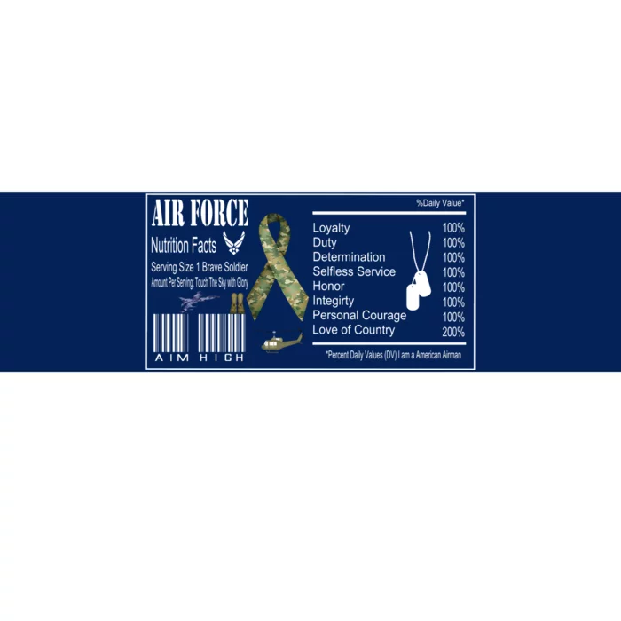 Airforce Nutrition Facts Serving Size 1 Brave Soldier Bumper Sticker