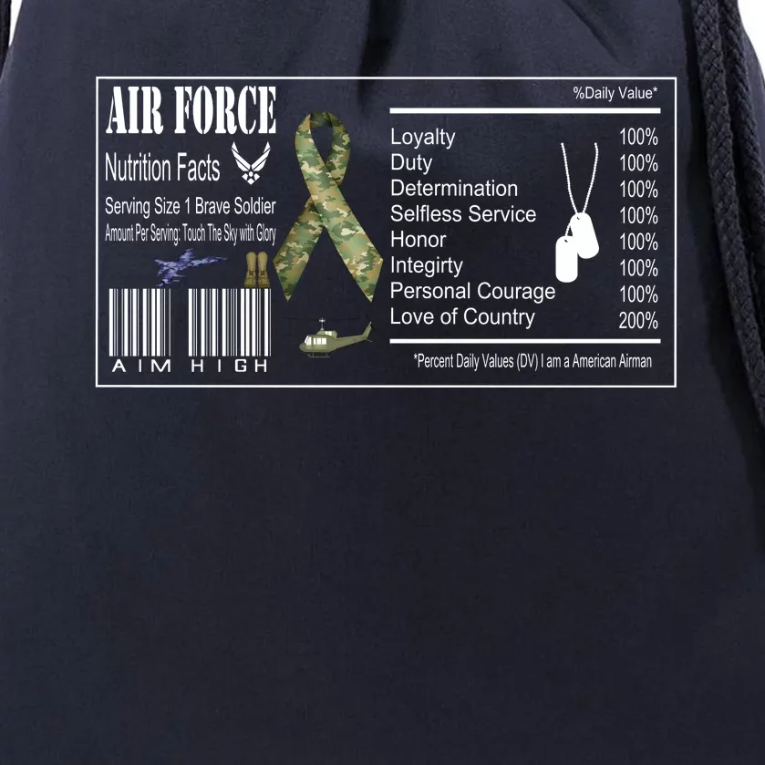 Airforce Nutrition Facts Serving Size 1 Brave Soldier Drawstring Bag