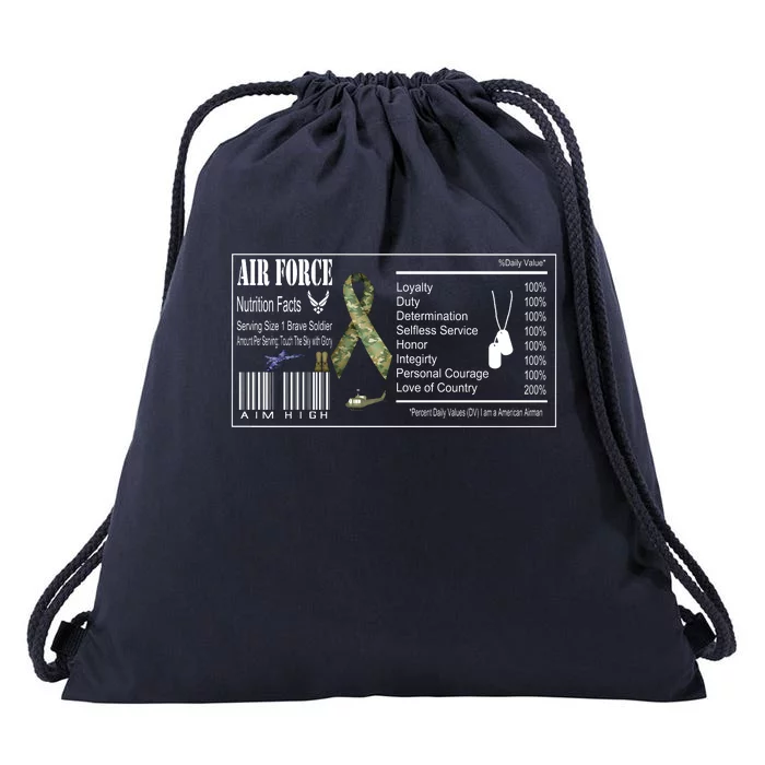 Airforce Nutrition Facts Serving Size 1 Brave Soldier Drawstring Bag