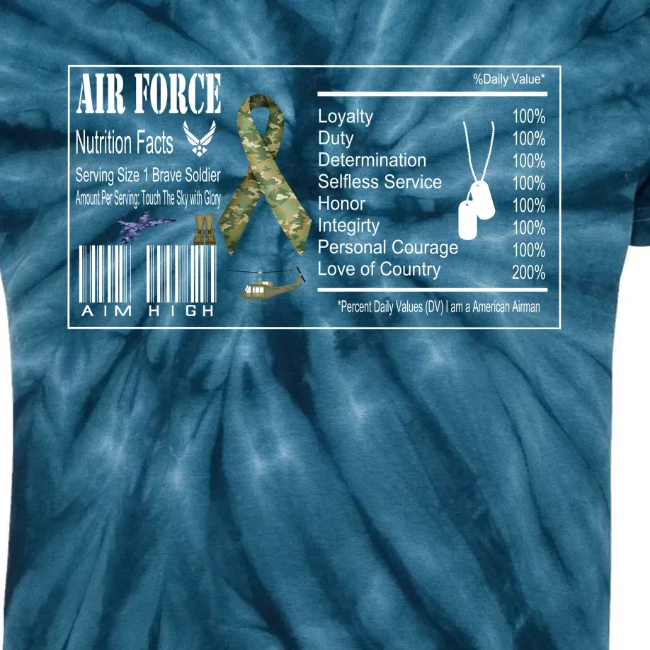 Airforce Nutrition Facts Serving Size 1 Brave Soldier Kids Tie-Dye T-Shirt