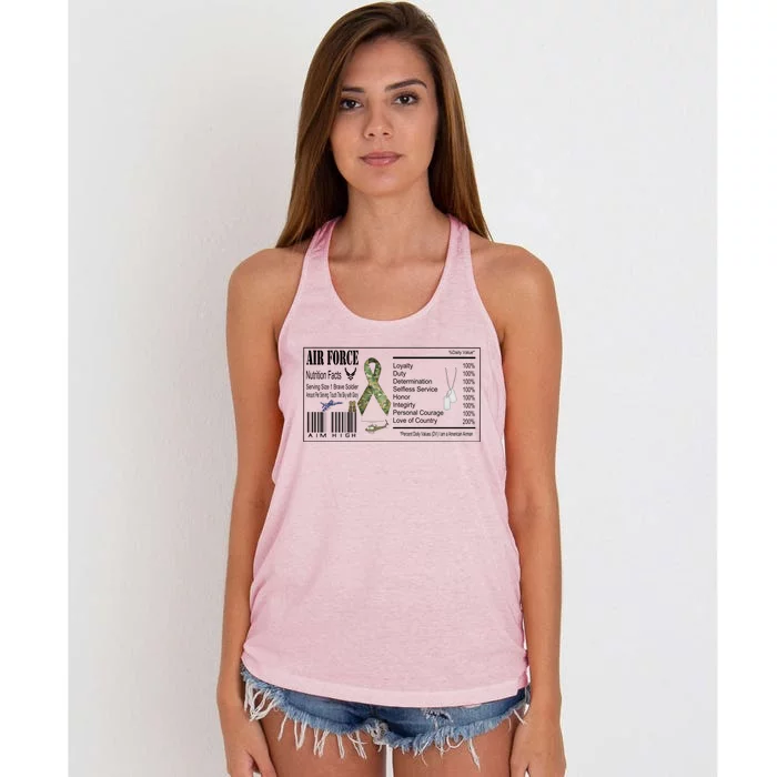 Airforce Nutrition Facts Serving Size 1 Brave Soldier Women's Knotted Racerback Tank