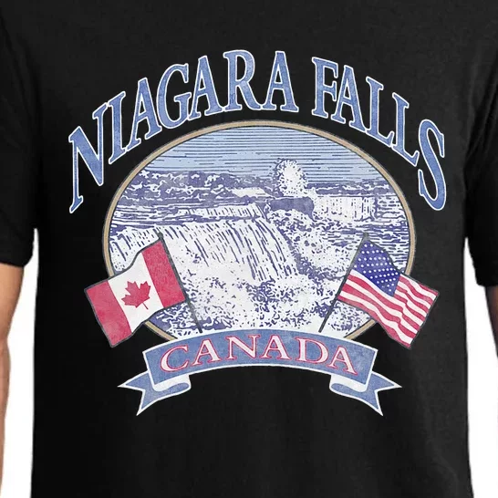 Americana Niagara Falls Scene Canada America Flags Pajama Set