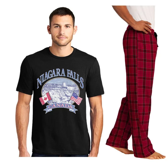 Americana Niagara Falls Scene Canada America Flags Pajama Set