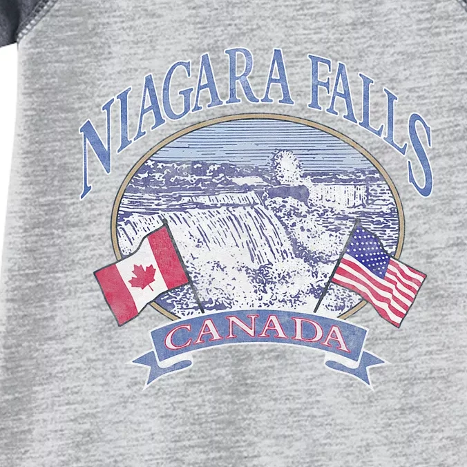 Americana Niagara Falls Scene Canada America Flags Infant Baby Jersey Bodysuit