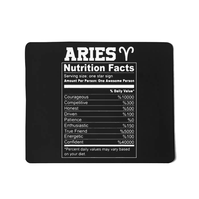 Aries nutrition facts Mousepad