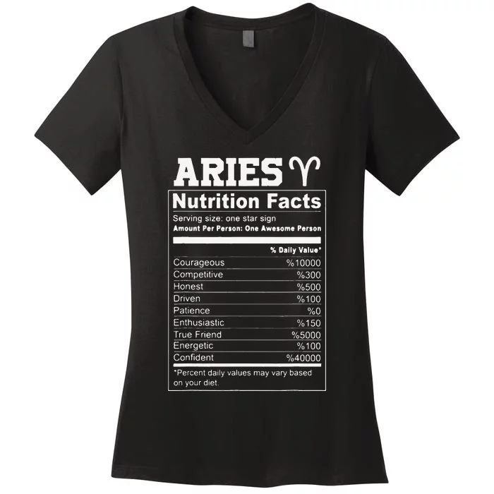 Aries nutrition facts Women's V-Neck T-Shirt