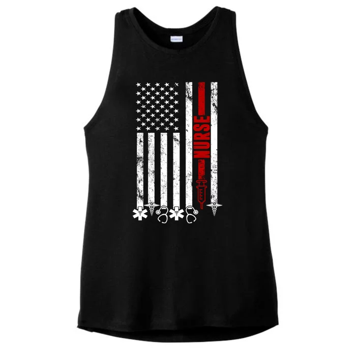 American Nurse Flag RN Nurse Ladies Tri-Blend Wicking Tank