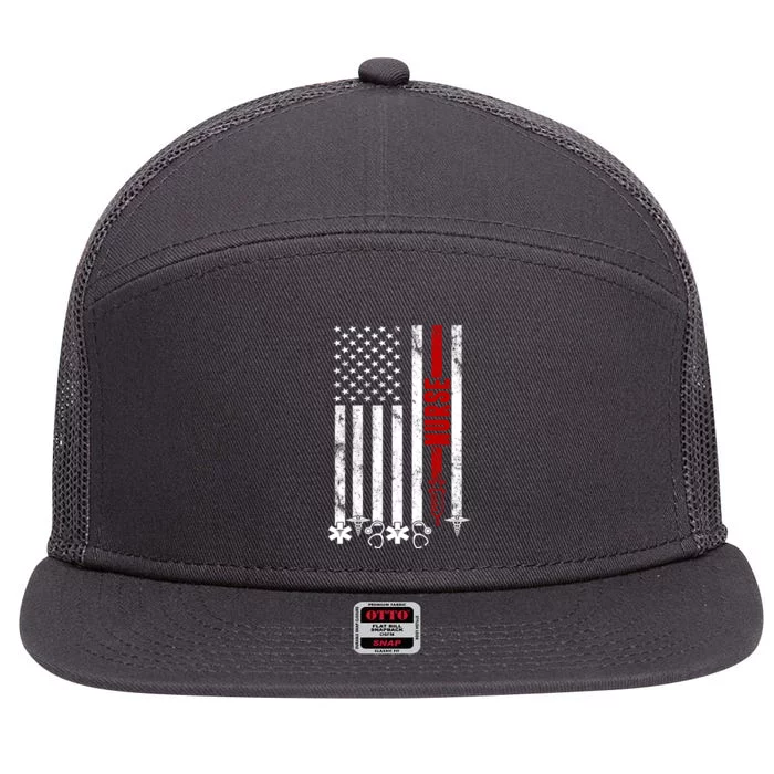 American Nurse Flag RN Nurse 7 Panel Mesh Trucker Snapback Hat