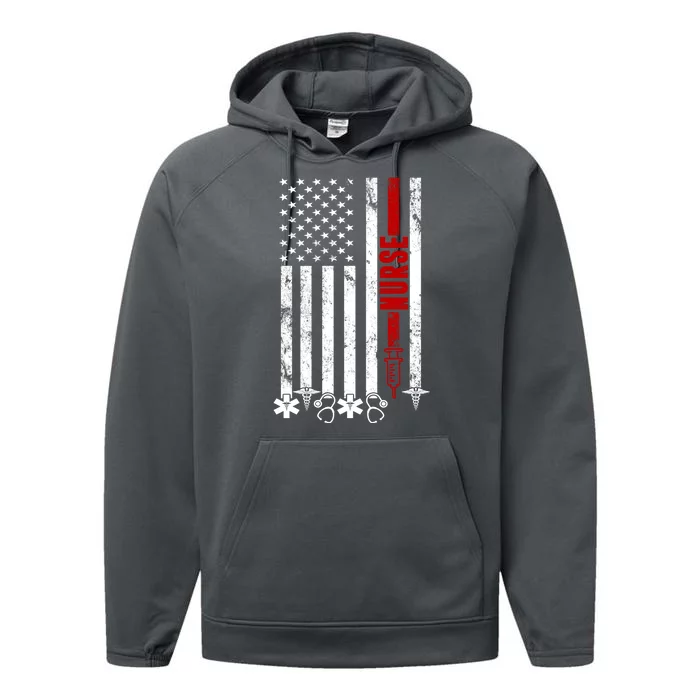 American Nurse Flag RN Nurse Performance Fleece Hoodie