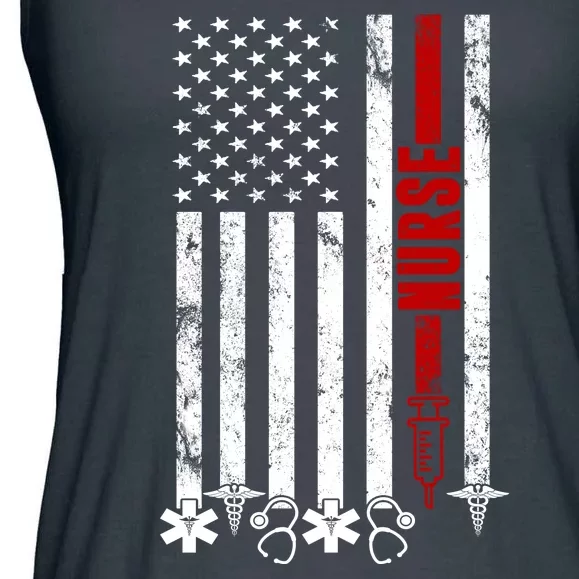 American Nurse Flag RN Nurse Ladies Essential Flowy Tank