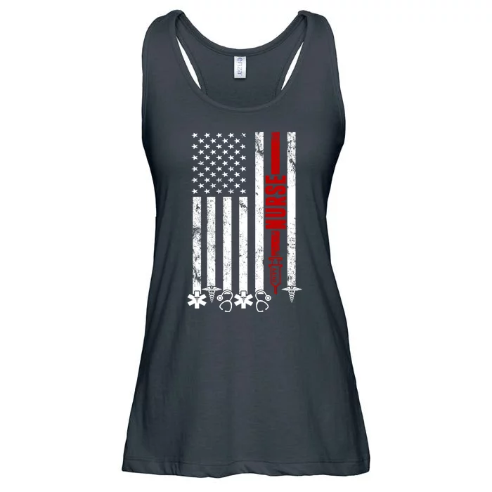 American Nurse Flag RN Nurse Ladies Essential Flowy Tank