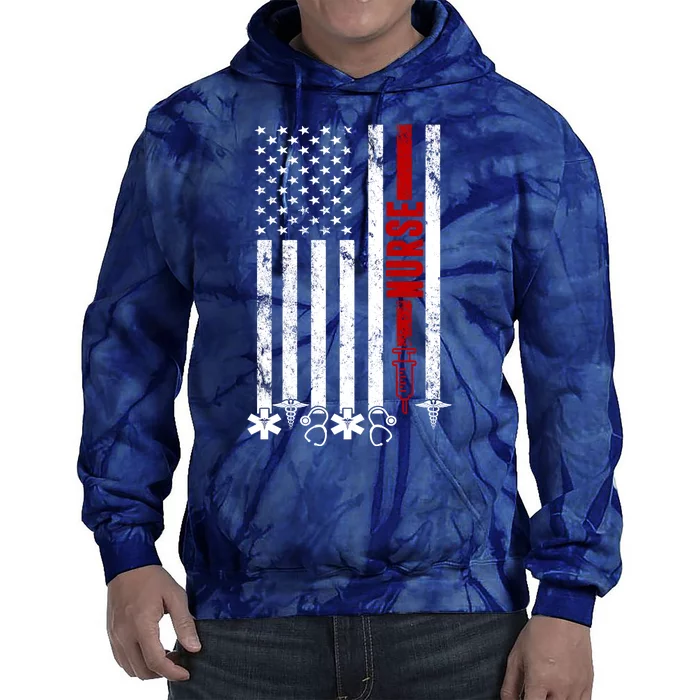 American Nurse Flag RN Nurse Tie Dye Hoodie