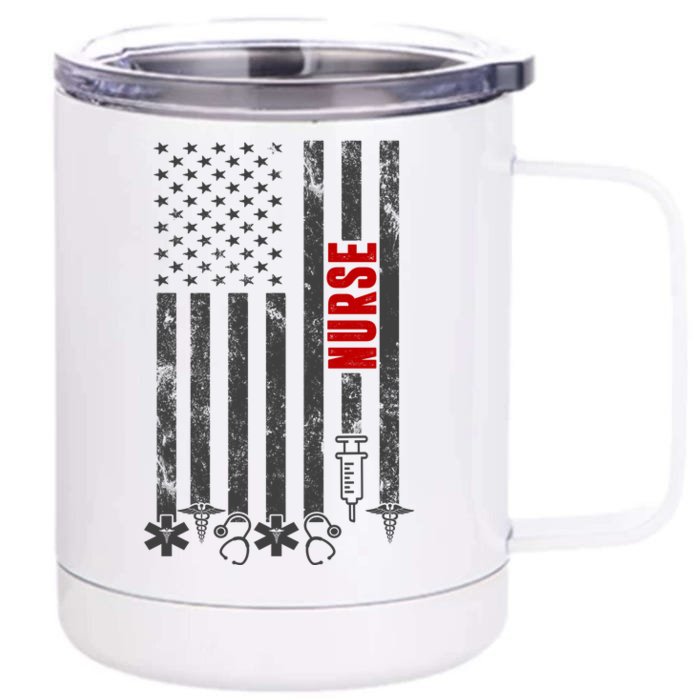 American Nurse Flag RN Nurse Front & Back 12oz Stainless Steel Tumbler Cup