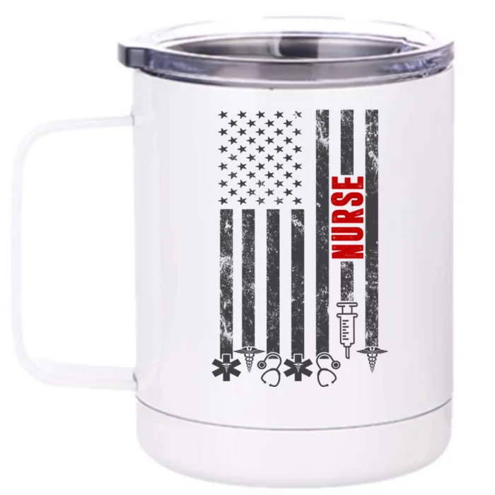 American Nurse Flag RN Nurse Front & Back 12oz Stainless Steel Tumbler Cup