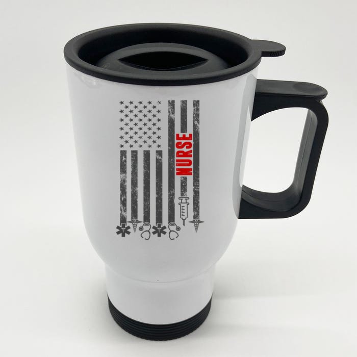 American Nurse Flag RN Nurse Front & Back Stainless Steel Travel Mug