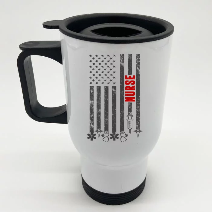 American Nurse Flag RN Nurse Front & Back Stainless Steel Travel Mug