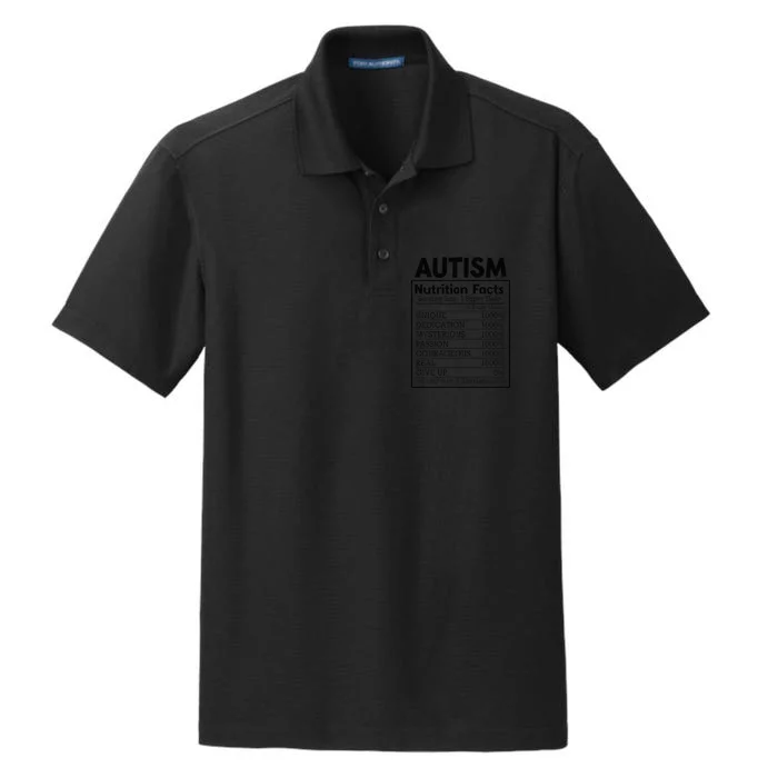 Autism Nutrition Facts Autistic Pride Autism Awareness Dry Zone Grid Performance Polo