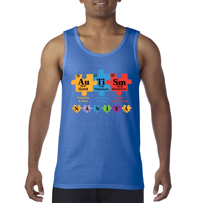 Autism Nanita Family Awareness Chemical Elet Puzzle Piece Cool Gift Tank Top