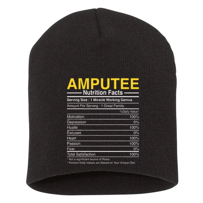 Amputee Nutrition Facts Funny Amputation Prosthetic Leg Short Acrylic Beanie