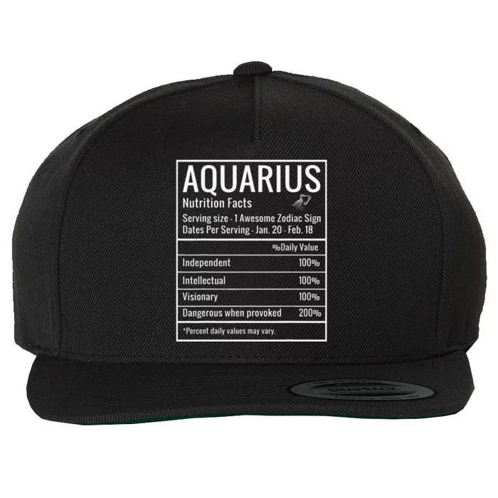 Aquarius Nutrition Facts February Birthday Zodiac Gifts Wool Snapback Cap