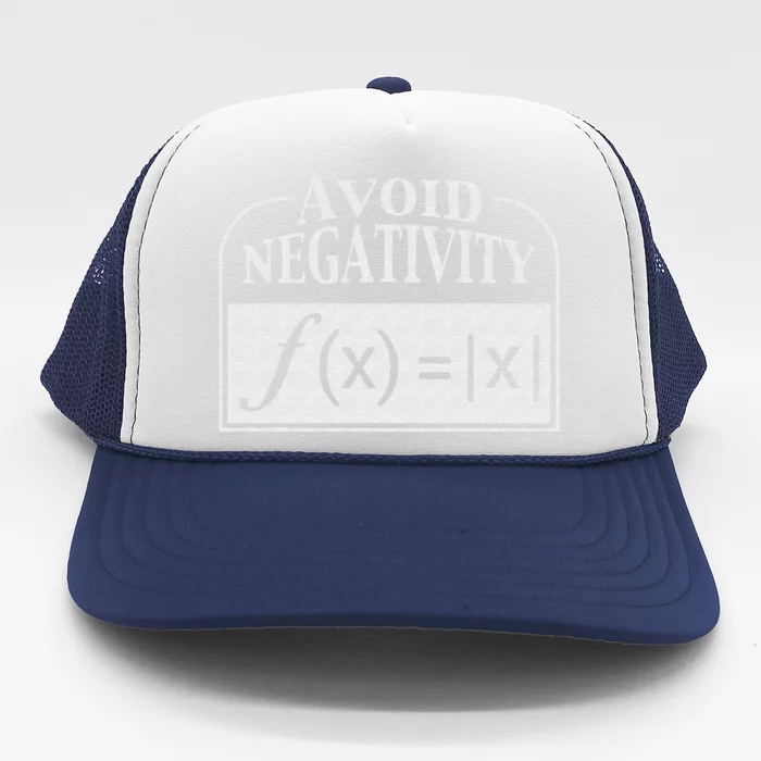 Avoid Negativity Funny Math Pun Equation Trucker Hat