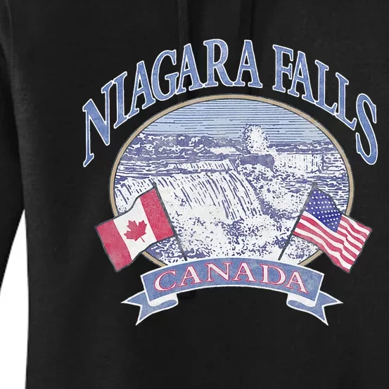 Americana Niagara Falls Scene Canada America Flags Women's Pullover Hoodie