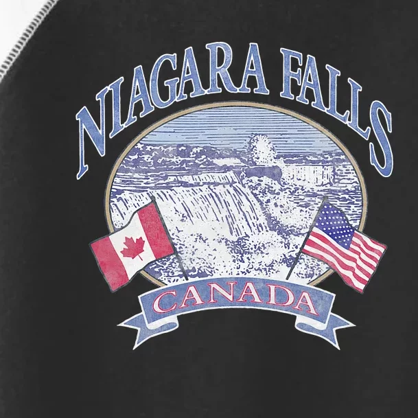 Americana Niagara Falls Scene Canada America Flags Toddler Fine Jersey T-Shirt