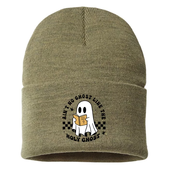 AinT No Ghost Like The Holy Ghost Halloween Ghoul Sustainable Knit Beanie