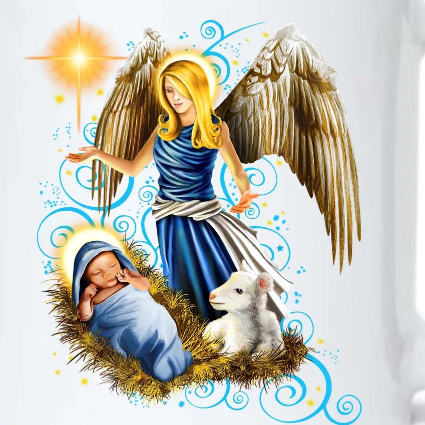 Angel With Baby Jesus Black Color Changing Mug