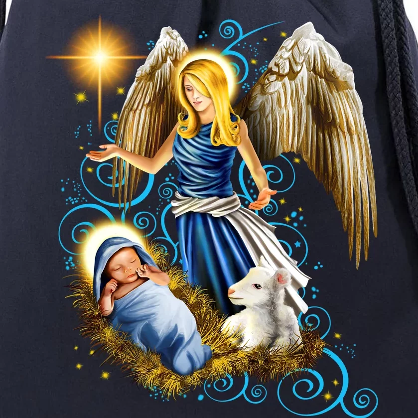 Angel With Baby Jesus Drawstring Bag