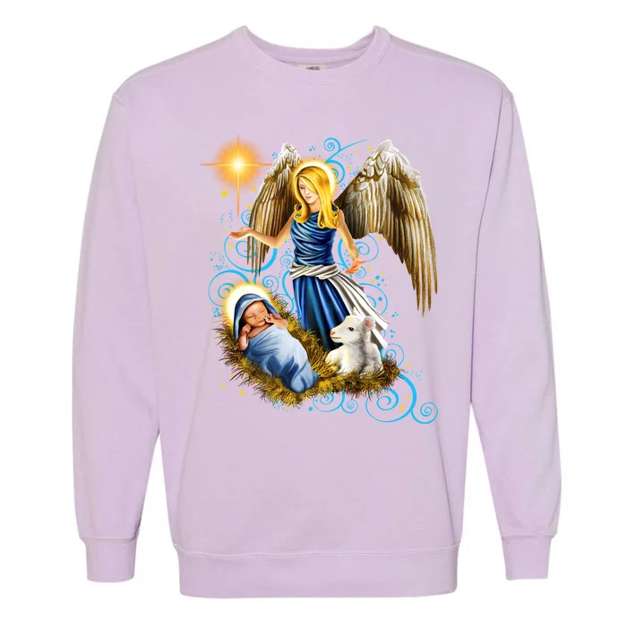 Angel With Baby Jesus Garment-Dyed Sweatshirt