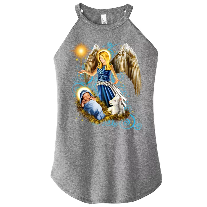 Angel With Baby Jesus Women’s Perfect Tri Rocker Tank