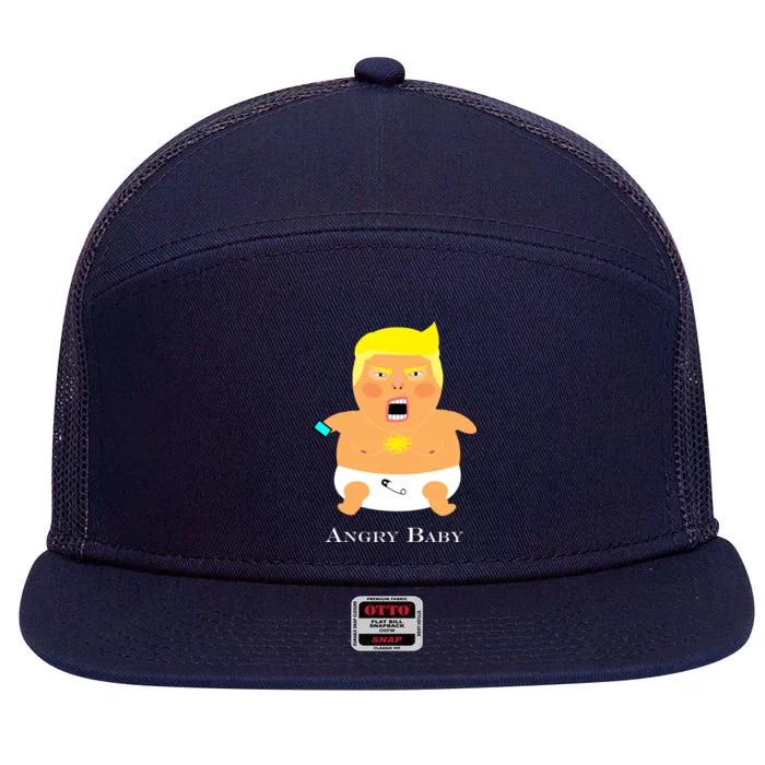 Angry Baby Trump 7 Panel Mesh Trucker Snapback Hat